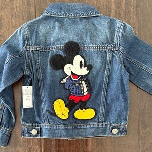 NWT Gender Neutral GAP Disney Denim Jacket with embroidered Mickey Mouse